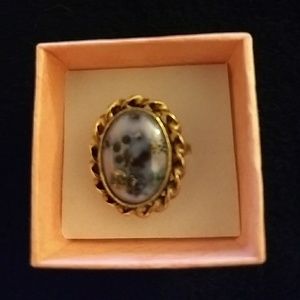 Vintage art glass ring, easter egg style adjustabl